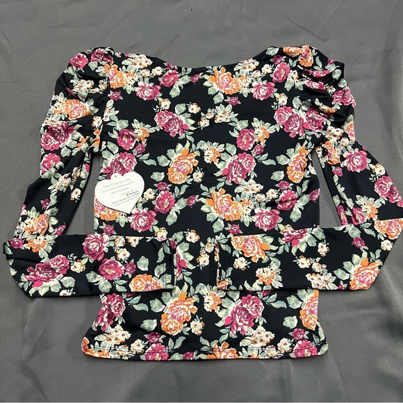 🌴Women’s Self Esteem V Neck Cinch Front Puffed Shoulder Long Sleeve Shirt - Picture 10 of 11